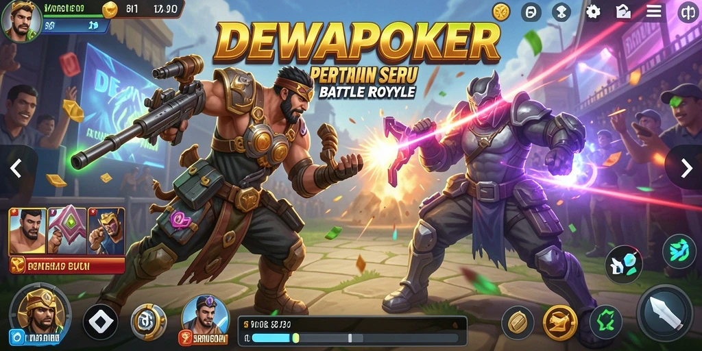 Tampilan gameplay seru di arena Battle Royale DEWAPOKER.