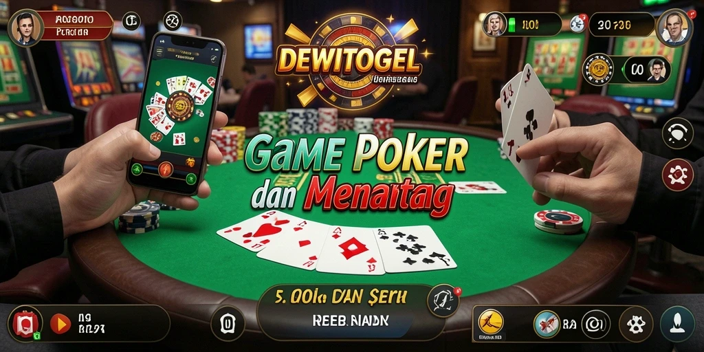Screenshot gameplay DEWITOGEL menampilkan pertandingan Poker yang seru.