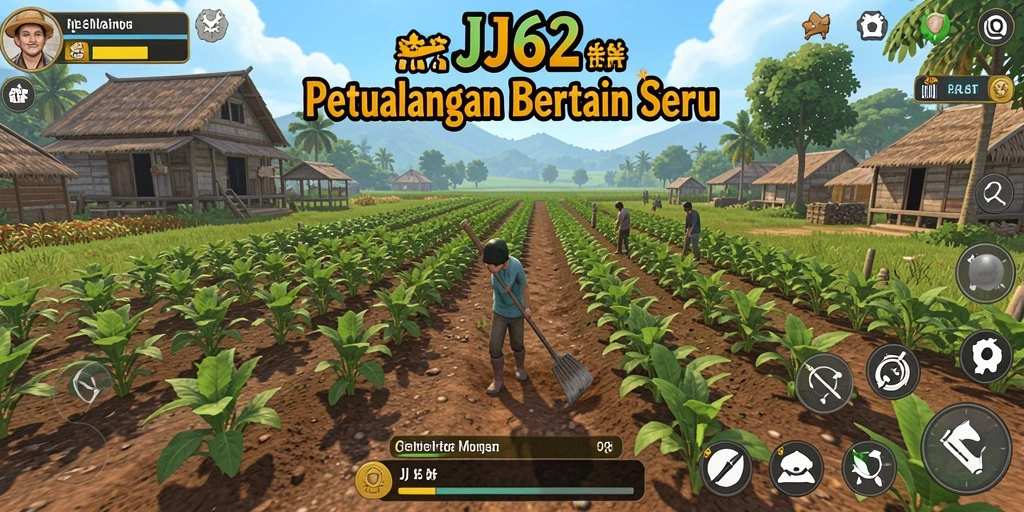 Gameplay JJ62 yang seru dengan berbagai aktivitas bertani.