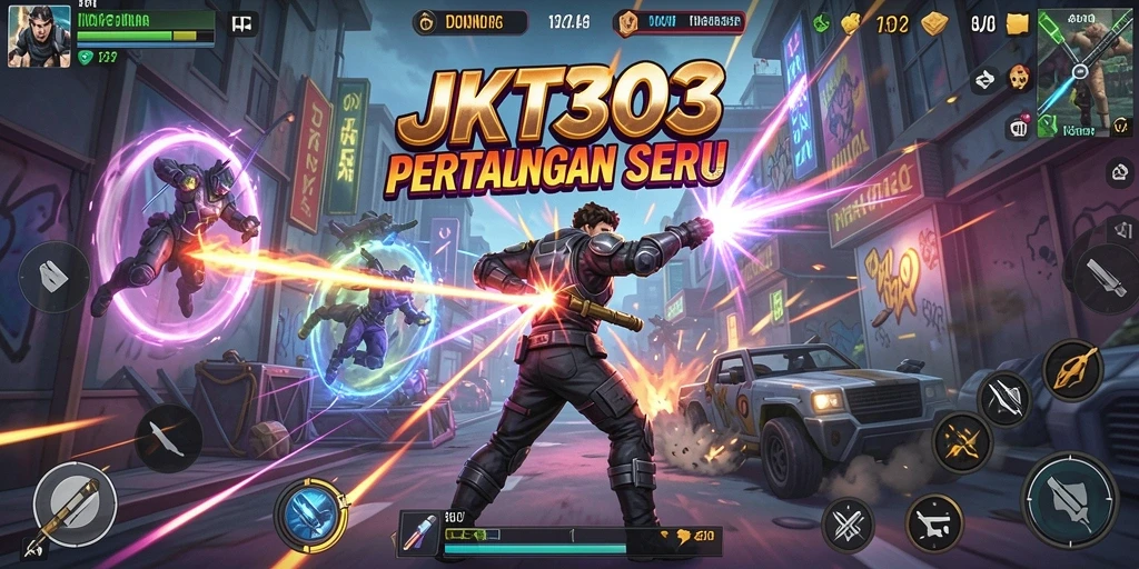 Tangkapan layar gameplay menampilkan pertarungan epik dalam JKT303.