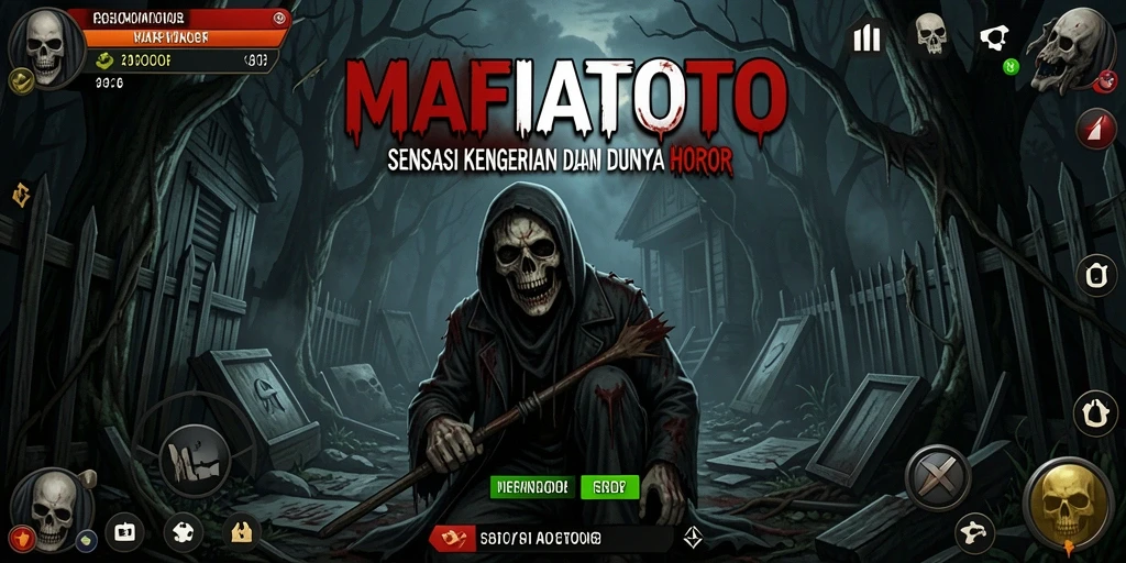 Tampilan gameplay MAFIATOTO dengan elemen kengerian yang intens.
