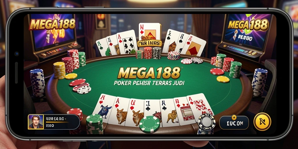 Screenshot MEGA188 menampilkan gameplay seru dari permainan poker.