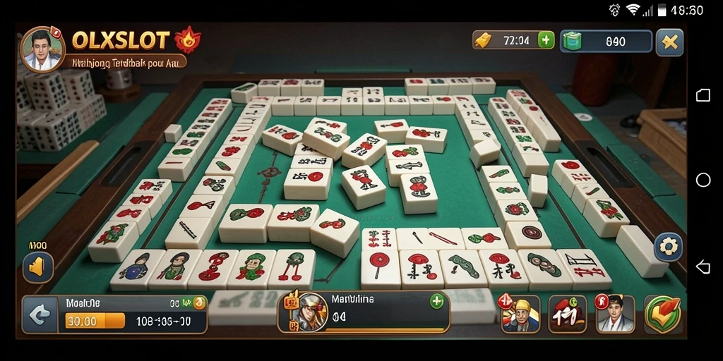 Screenshot gameplay OLXSLOT yang menunjukkan keseruan permainan Mahjong.