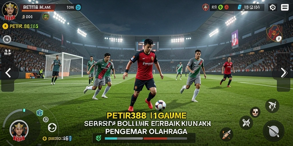 Tampilan gameplay PETIR388 dengan aksi seru di lapangan sepak bola.