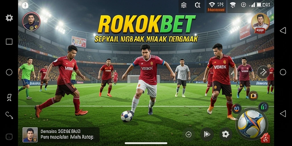 Screenshot gameplay ROKOKBET yang menampilkan aksi sepak bola mendebarkan.