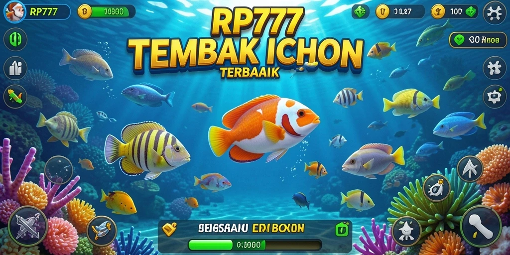 Tampilan seru gameplay Tembak Ikan dengan berbagai ikan dan senjata.