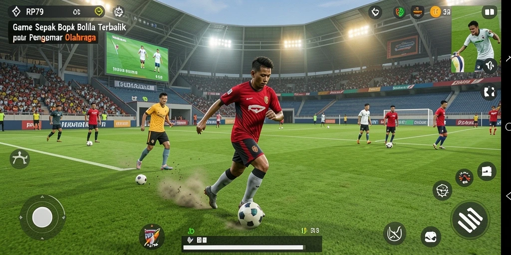 Tampilan gameplay menarik di lapangan sepak bola.
