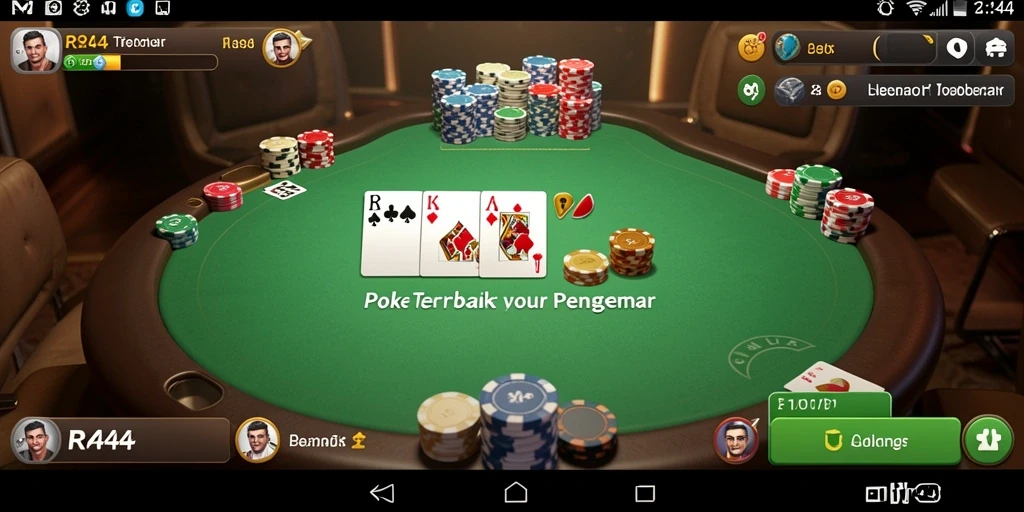 Tampilan gameplay seru dalam aplikasi RR44 dengan elemen Poker yang menarik.