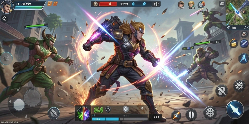 Screenshot gameplay SKY99 yang menunjukkan aksi mendebarkan dan grafis yang memukau.